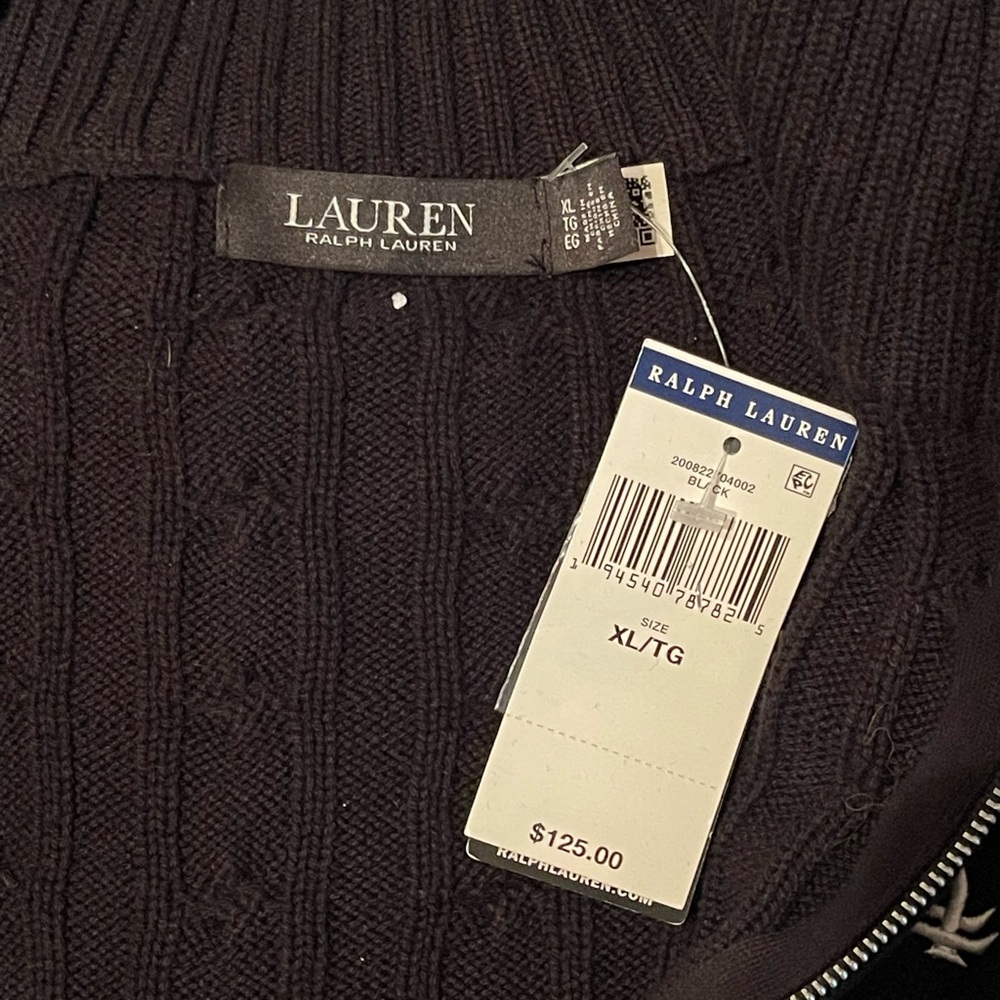 Lauren Ralph Lauren Black Cable Knit Zip Up Sweater - Picture 4 of 4